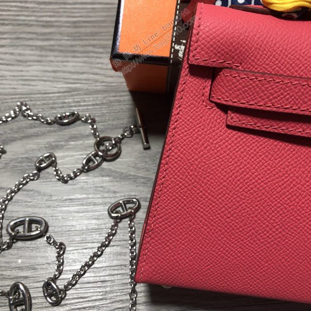 Hermes女包 愛馬仕kelly2代 Epsom金銀扣 全手縫 Hermes新款Mini kelly女包  am1824